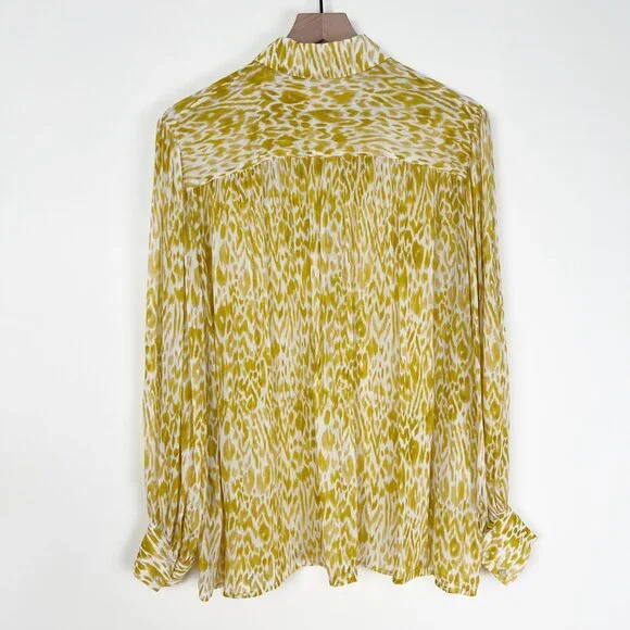 Anine Bing 100% Silk Caleb Shirt Leopard Animal Print Balloon Sleeve Oversized - Picture 13 of 16